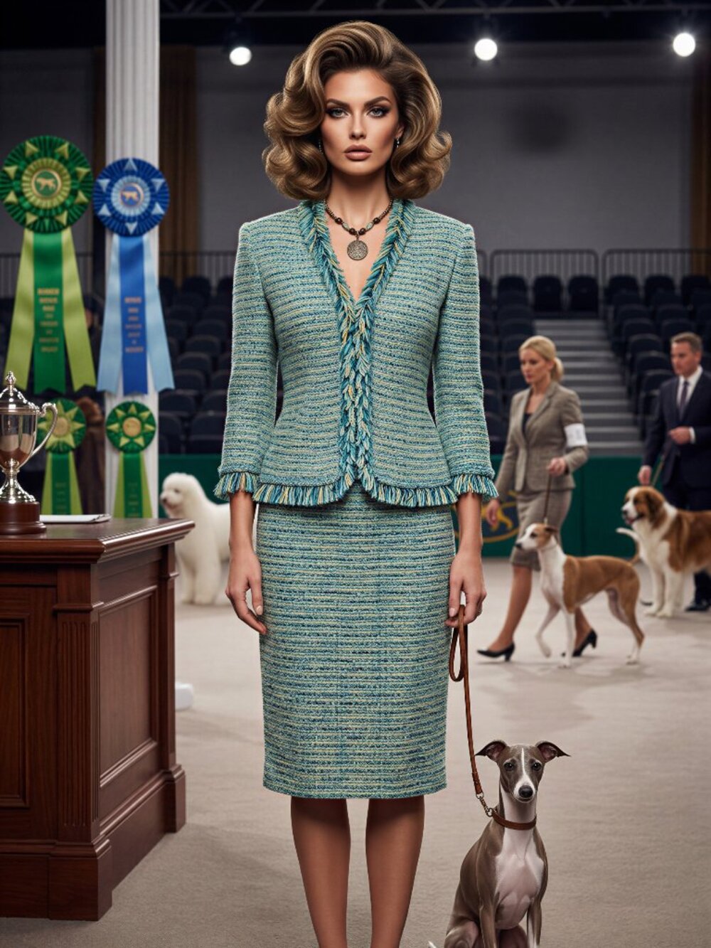 St. John Couture Skirt Suit Size 10 Multicolor Aqua Blue Green Tweed - Picture 5 of 14